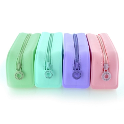 Penar tip etui dreptunghiular Office box, Blush,  silicon, diverse culori pastel